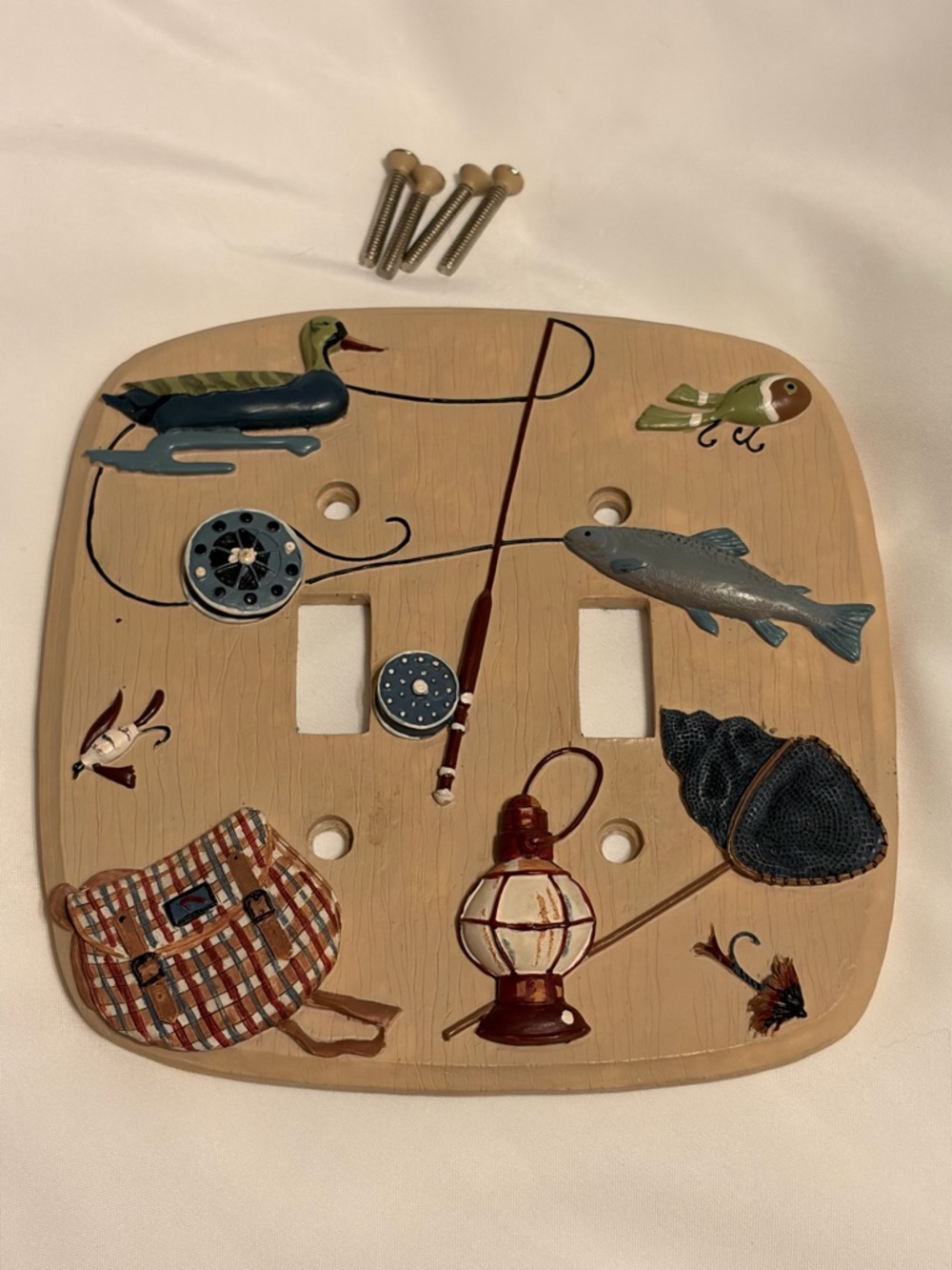 Fishing Gear Themed Double and single Toggle Light Switch Covers - Multi Color